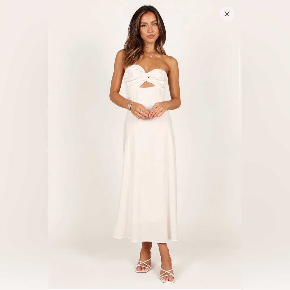 Petal & Pup Rosetta Cutout Cotton & Linen Strapless Dress